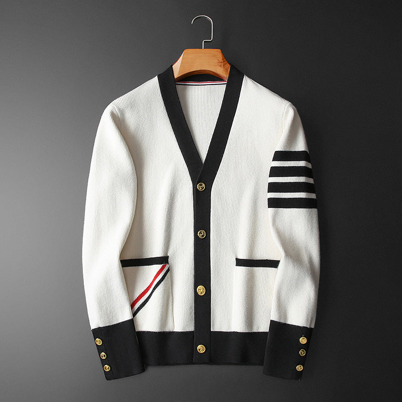 Cardigan Homme Cachemire Élégant Rayé - PanierRoyale