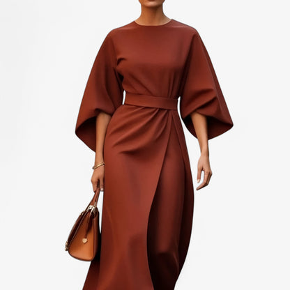 Robe Élégante Manches Bouffantes Taille Parfaite