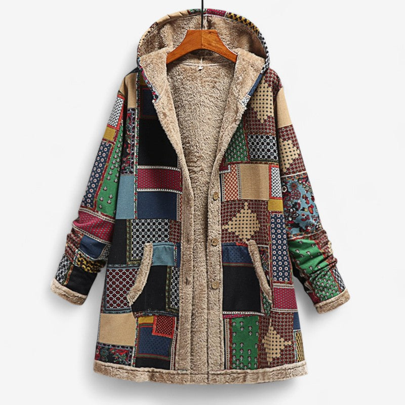 Veste D'hiver Épaisse Capuche avec Imprimé Fashion - PanierRoyale