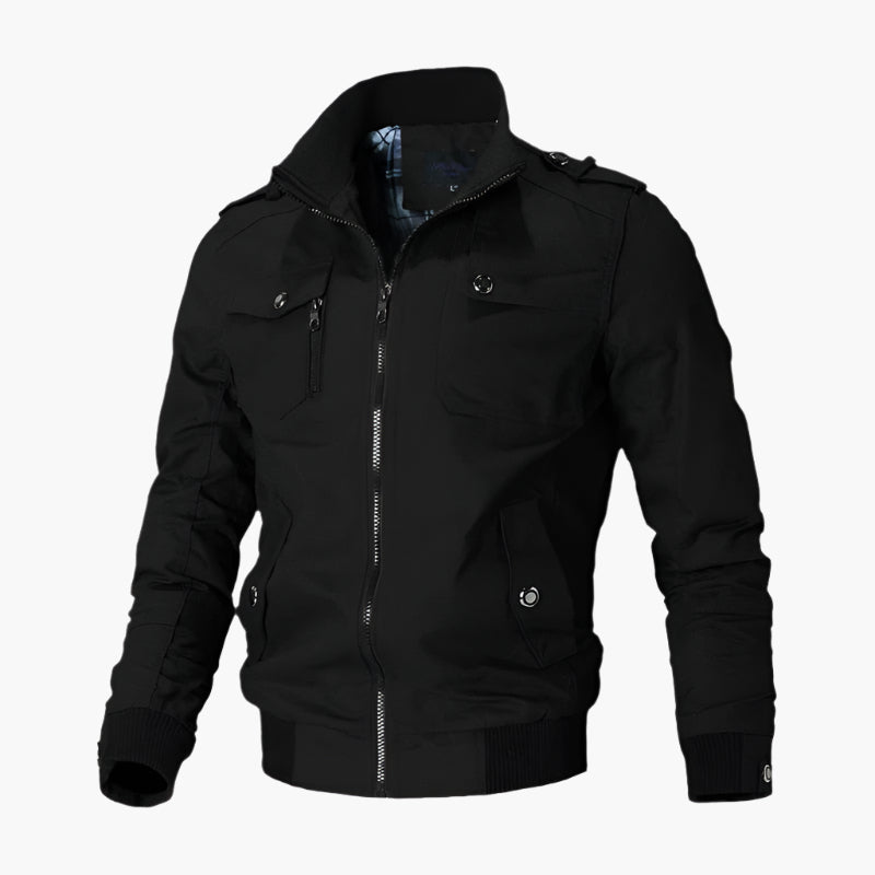 Blouson Aviateur Cuir Homme avec Multipoches et Col Montant - PanierRoyale