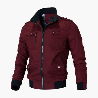 Blouson Aviateur Cuir Homme avec Multipoches et Col Montant