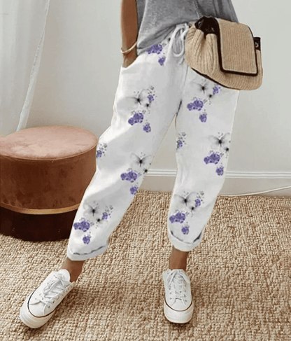 Pantalon femme léger à carreaux décontracté