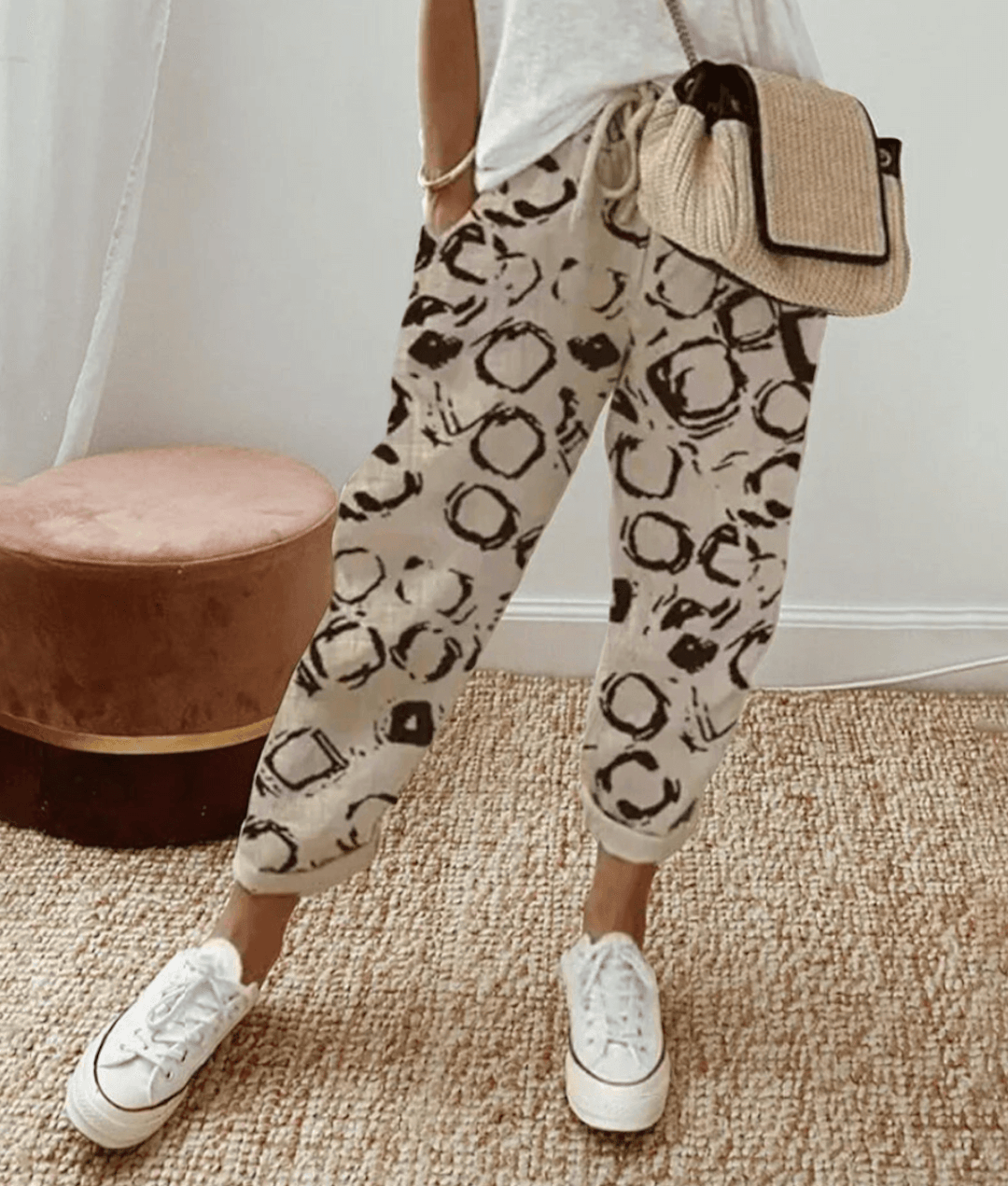 Pantalon femme léger à carreaux décontracté - PanierRoyale