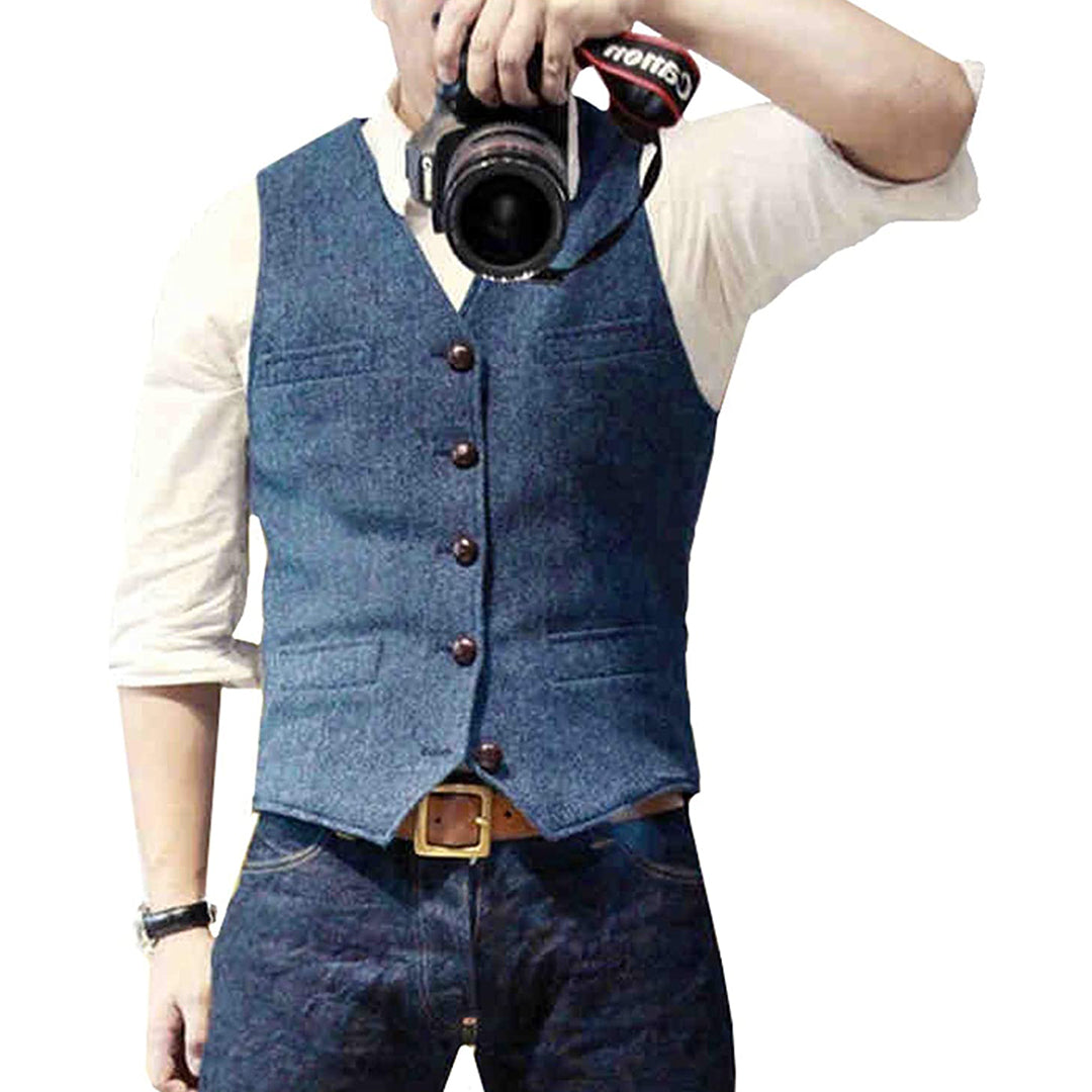 Gilet Homme Sans Manches Décontracté avec Fermeture Boutons - PanierRoyale