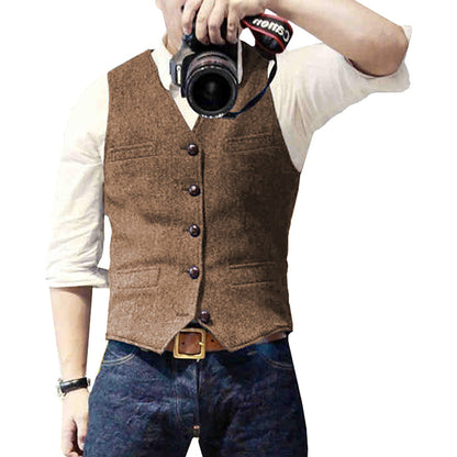 Gilet Homme Sans Manches Décontracté avec Fermeture Boutons