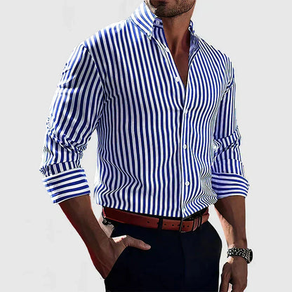 Chemise Homme à Rayures Fines pour Travail ou Week-end - PanierRoyale