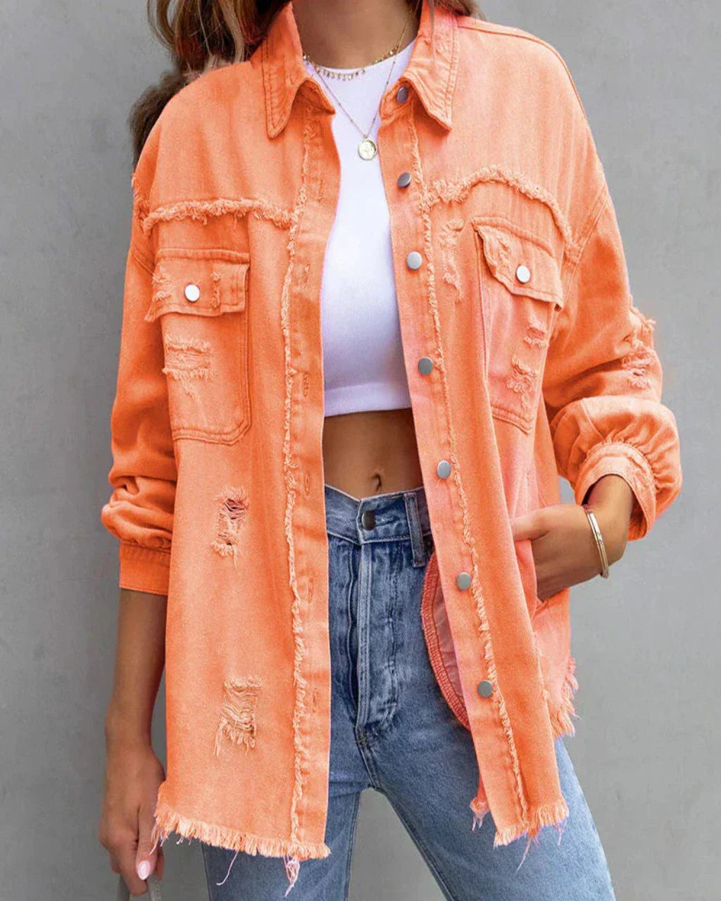Veste jean femme noir décontractée chic