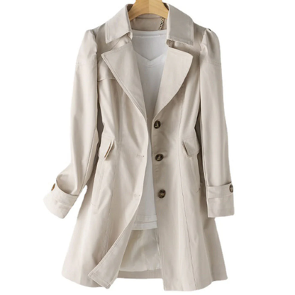 Manteau Femme Classique Beige à Ceinture Élégant