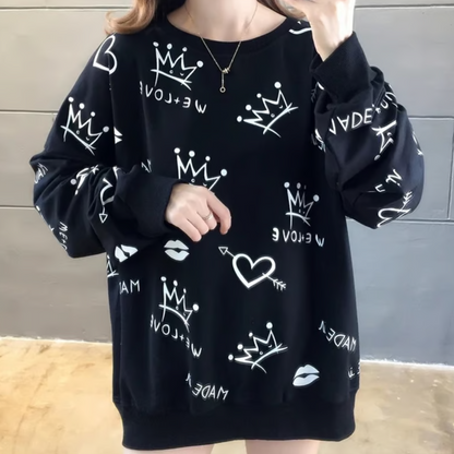 Pull Femme Col Rond Motifs Doux - PanierRoyale