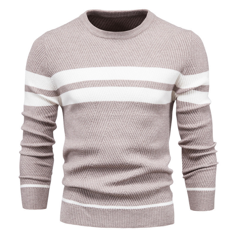 Pull Homme Rayé Col Rond Classique