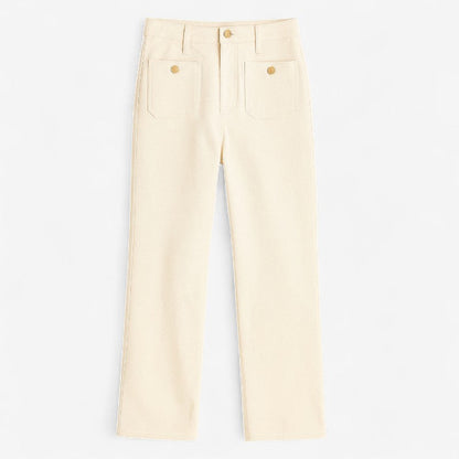 Pantalon Taille Haute Élégant pour Femme avec Poches Latérales