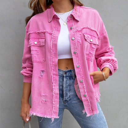 Veste denim femme tendance bleu foncé - BerlinGlamour