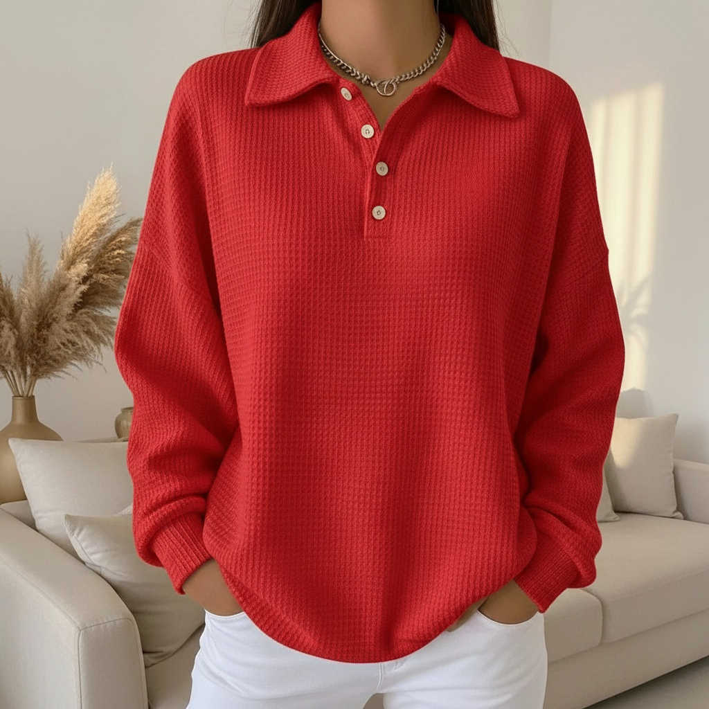 Pull Femme Rouge à Col V - PanierRoyale
