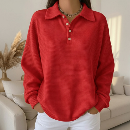 Pull Femme Rouge à Col V - PanierRoyale