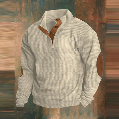 Pull Homme Décontracté à Côtes avec Boutons sur le Col