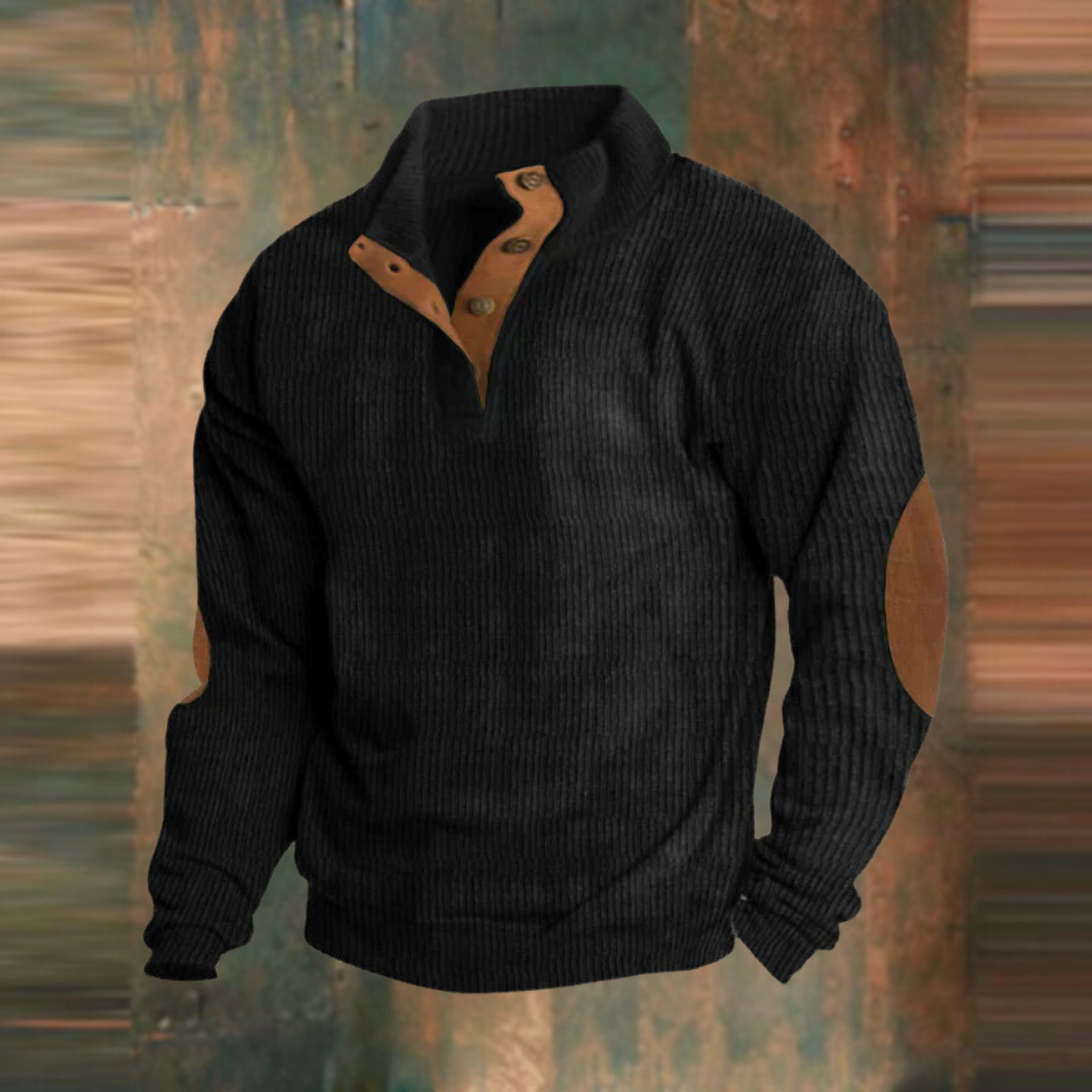 Pull Homme Décontracté à Côtes avec Boutons sur le Col