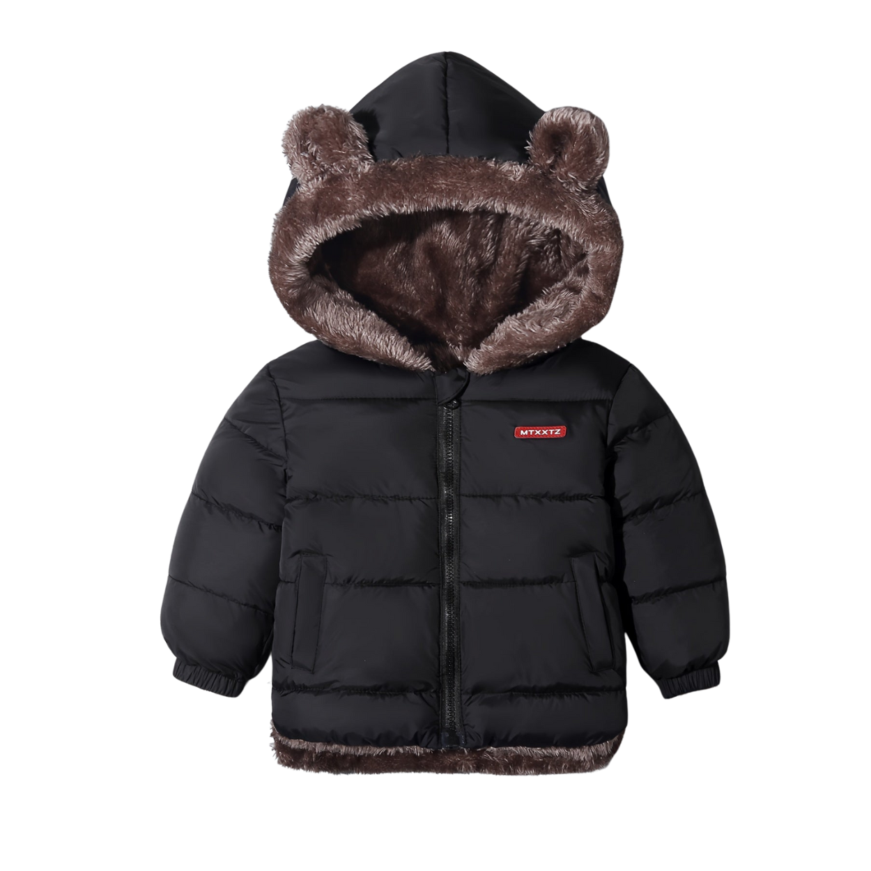 Veste Enfant Hiver Doublée Fourrure Synthétique Noir - PanierRoyale