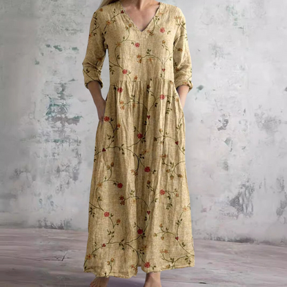 Robe Fleuri Élégante pour Femme Col en V