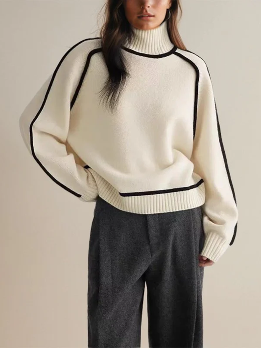 Pull Femme Col Roulé Color Block Hiver - BerlinGlamour
