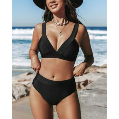 Bikini Deux Pièces Femme Triangle Décolleté V Taille Haute