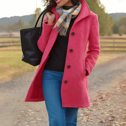 Manteau Femme Hiver Long Élégant avec Boutons