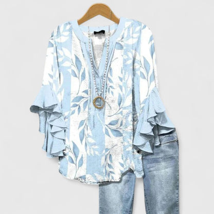Blouse Femme Coton Imprimé Floral Manches Volantées