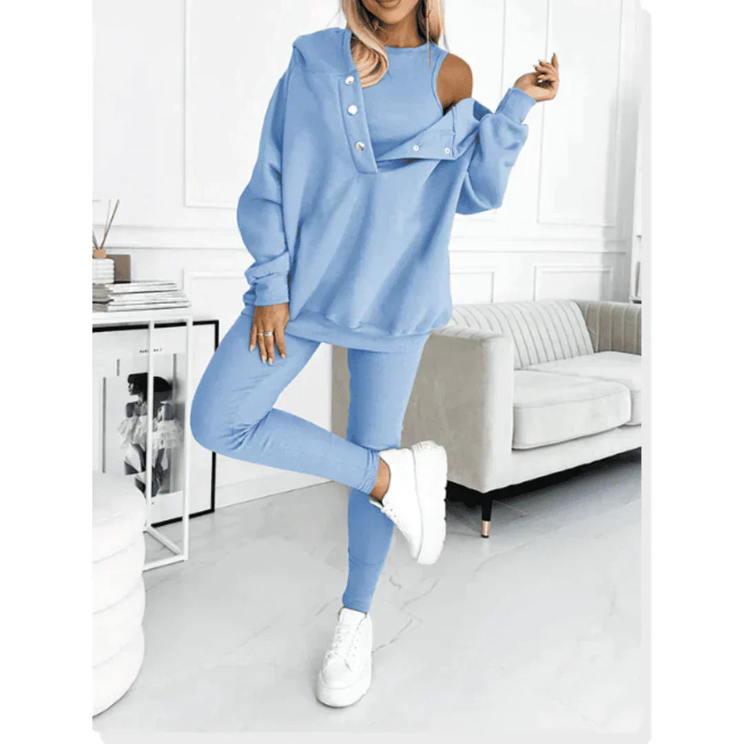 Sweat à Épaules Découvertes et Leggings Femme Confortables - BerlinGlamour