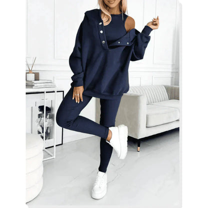 Sweat à Épaules Découvertes et Leggings Femme Confortables