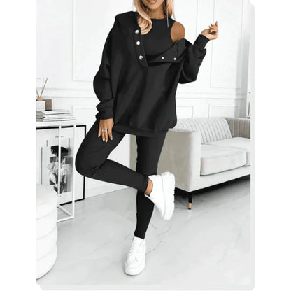 Sweat à Épaules Découvertes et Leggings Femme Confortables