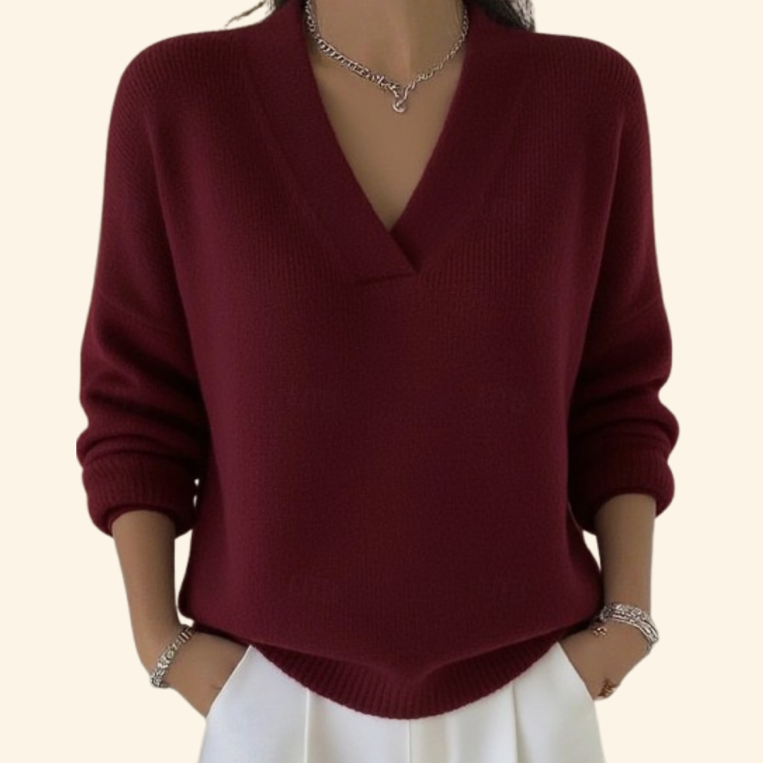 Pull Femme Col V Doux Confortable Classique - PanierRoyale