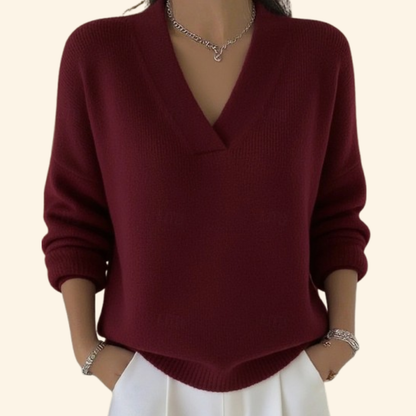 Pull Femme Col V Doux Confortable Classique - PanierRoyale
