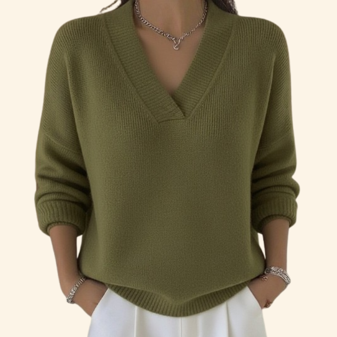 Pull Col V Doux Confortable Classique