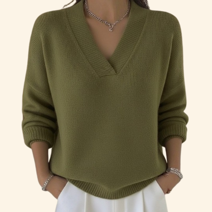 Pull Col V Doux Confortable Classique