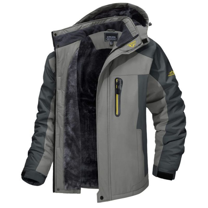 Veste Homme Imperméable Hiver avec Capuche Grise - PanierRoyale
