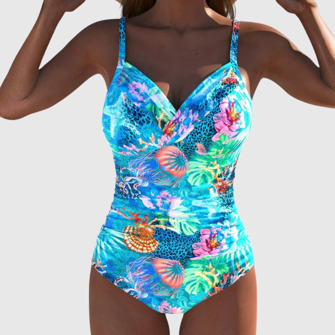 Maillot de bain une pièce Femme Col en V Croisé Froncé - PanierRoyale