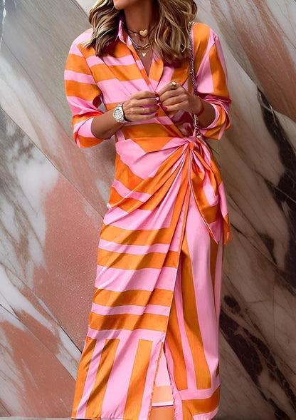 Robe Rayée Femme Élégante Confortable