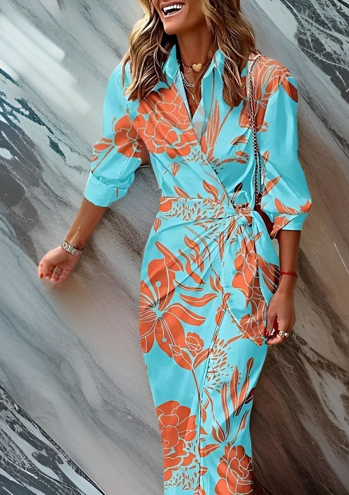 Robe Rayée Femme Élégante Confortable