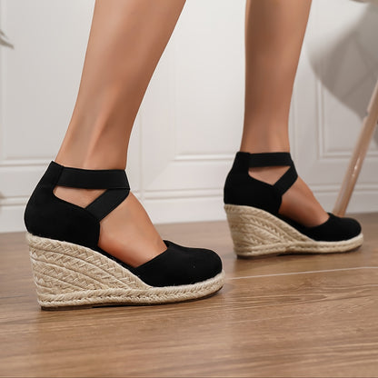 Oreline™ – Sandales Compensées Femme Confort à Bande Élastique Chic Été