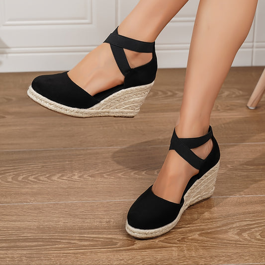 Oreline™ – Sandales Compensées Femme Confort à Bande Élastique Chic Été
