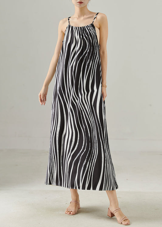 Été Robe en soie légère à rayures noires - EasyApparels