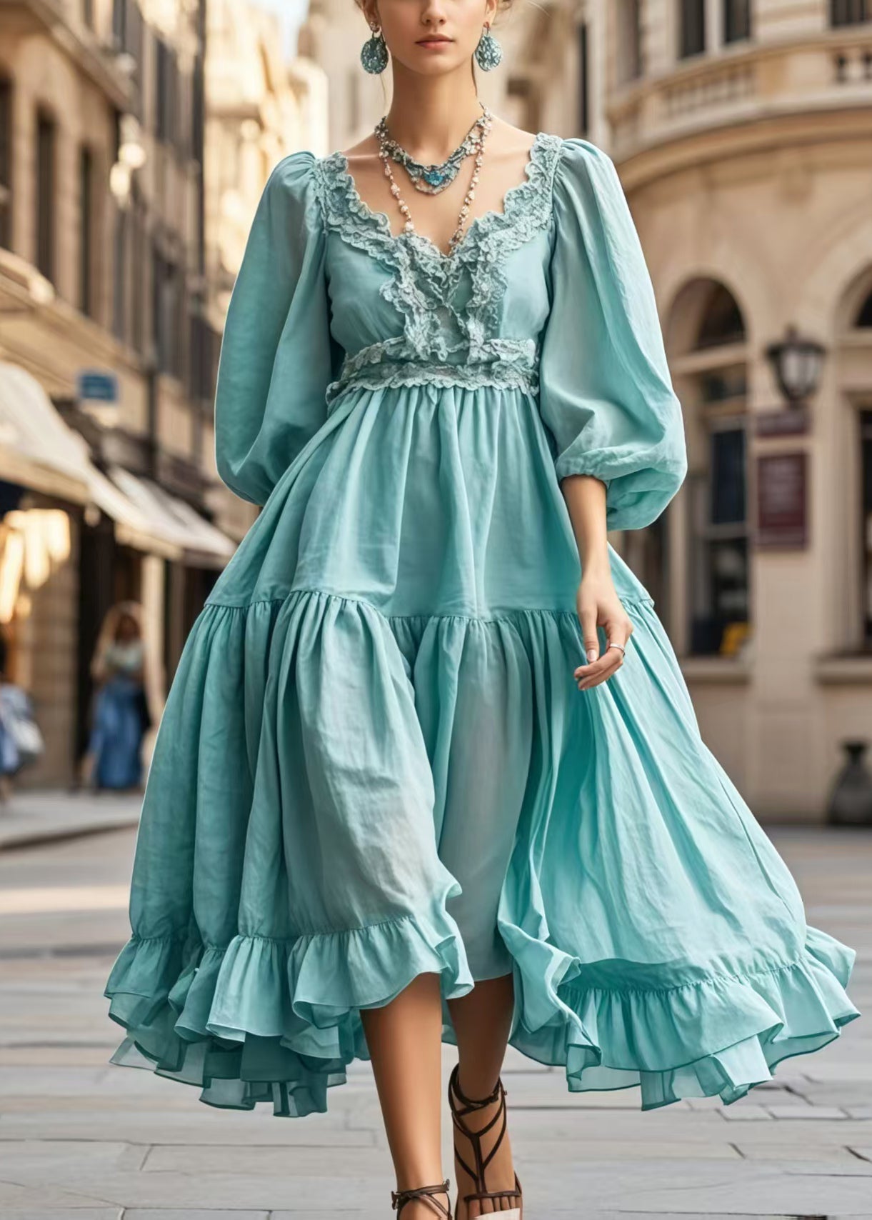 Veste de plage écolo bleue largement ourlée, manches courtes - EasyApparels