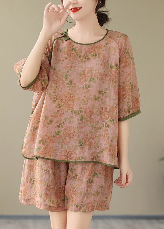 Ensemble deux pièces couleur orange vif et short léger - EasyApparels