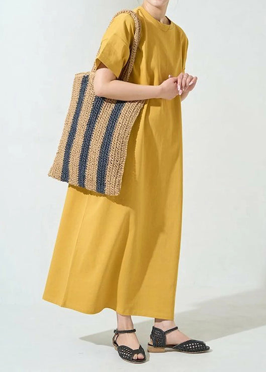 Gros peignoir d'été en coton jaune doux - EasyApparels