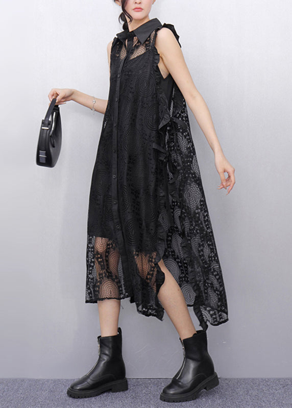 Robe noire élégante en dentelle pour femme - EasyApparels