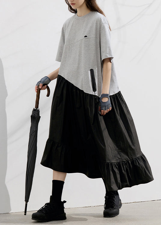 Robe d'été colorée en coton asymétrique à motifs géométriques - EasyApparels