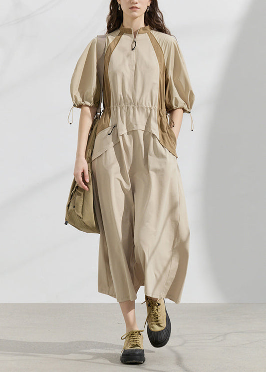 Robes d'été en coton kaki légères à lacets - EasyApparels