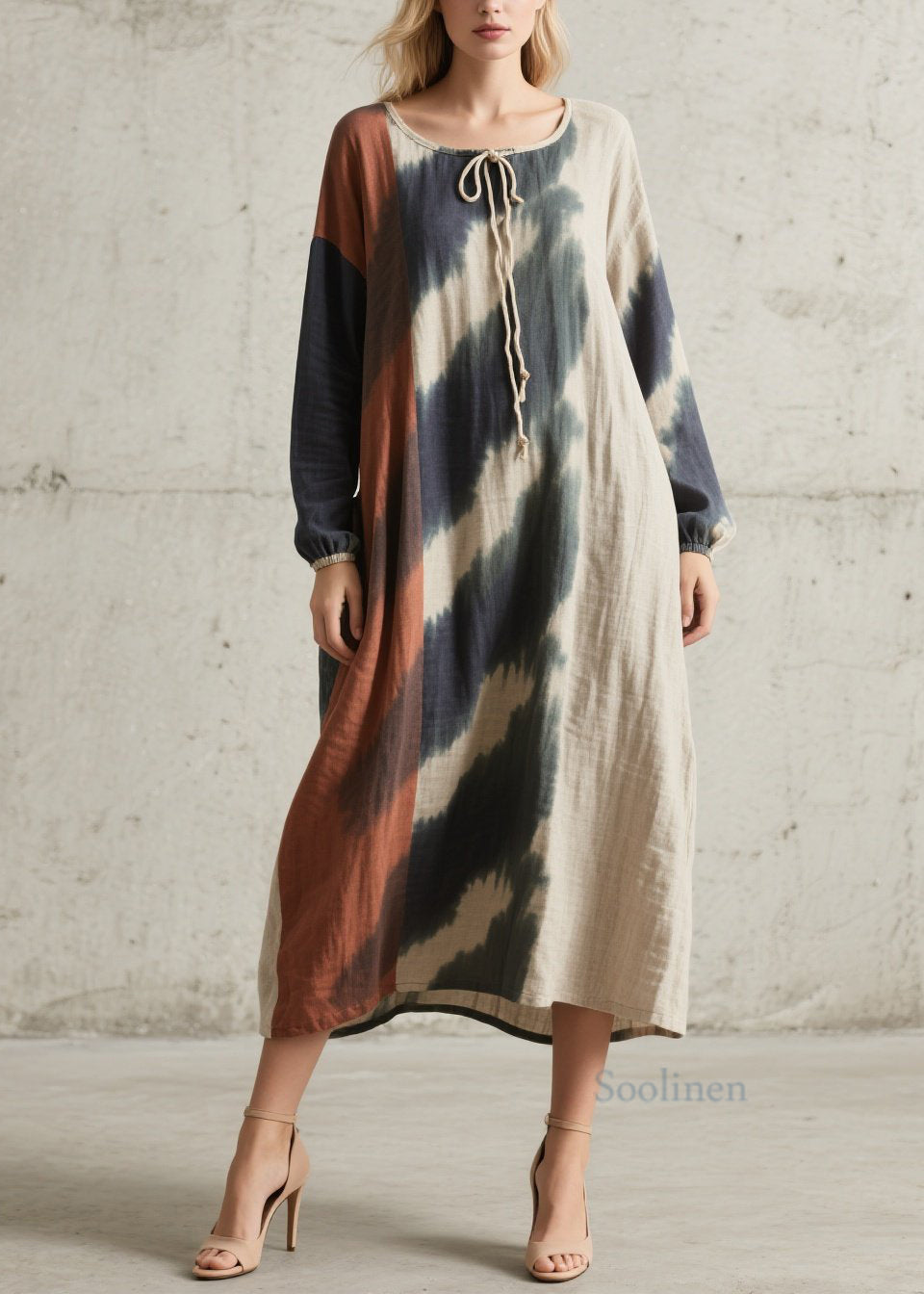 Robe en coton colorée décontractée pour femme automne - EasyApparels
