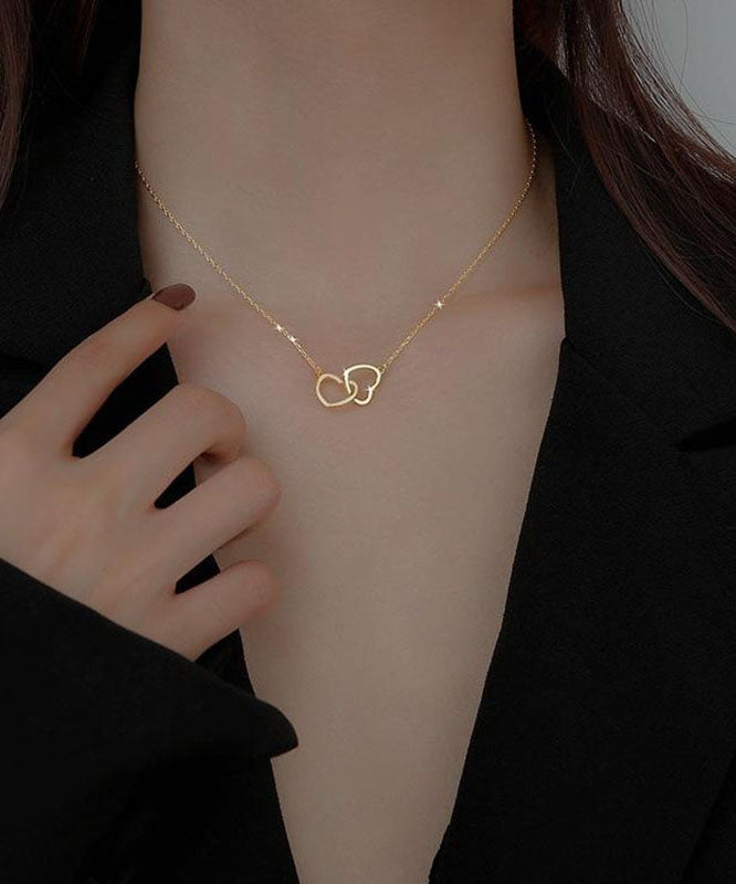 Pendentif en forme de cœur doré double tour - EasyApparels