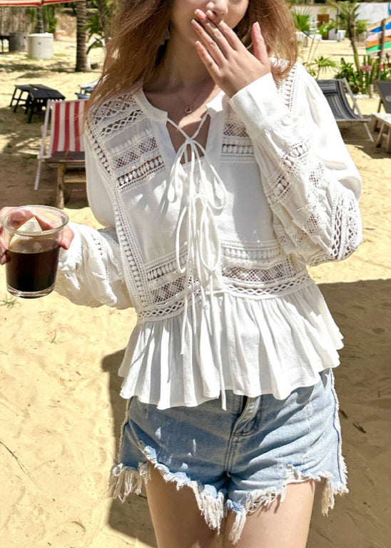 Robe blanche en coton léger avec détails brodés pour femme - EasyApparels