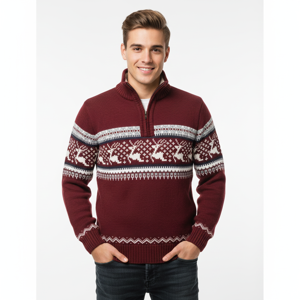 Pull Homme Hiver Chaud avec Motifs Festifs